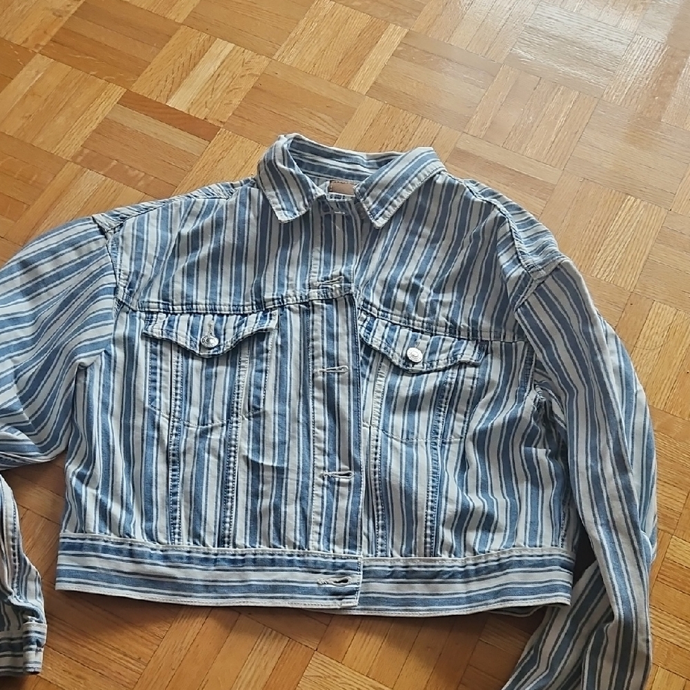 American Eagle Outfitters Blue and White Striped Jacket